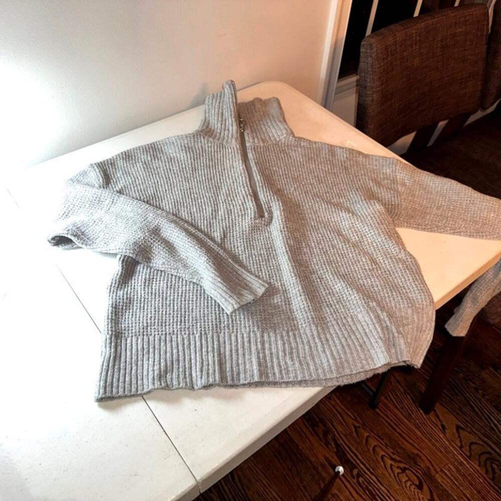 William Rast Grey Ribbed Knit Sweater Top
